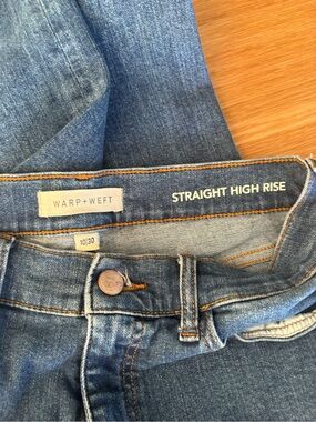 Warp + Weft Straight High Rise Jeans in Medium Blue
